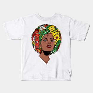 Black Woman Juneteenth 1865 Freedom Afro African American Kids T-Shirt